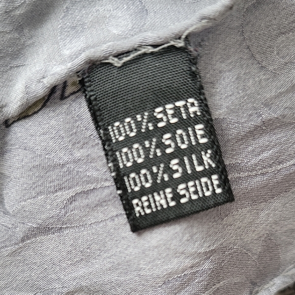 Italian Silk Elegant Gray and Yellow Scarf - Picture 3 of 9